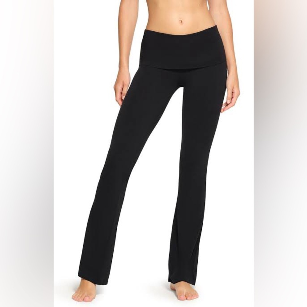 Skims Cotton Fold Over Pant Black Women's Flared Pants